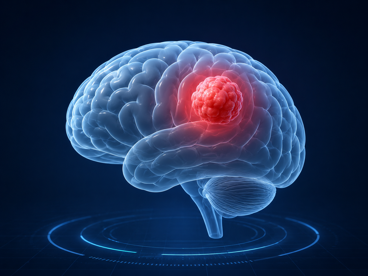3D brain model with tumor-region marker